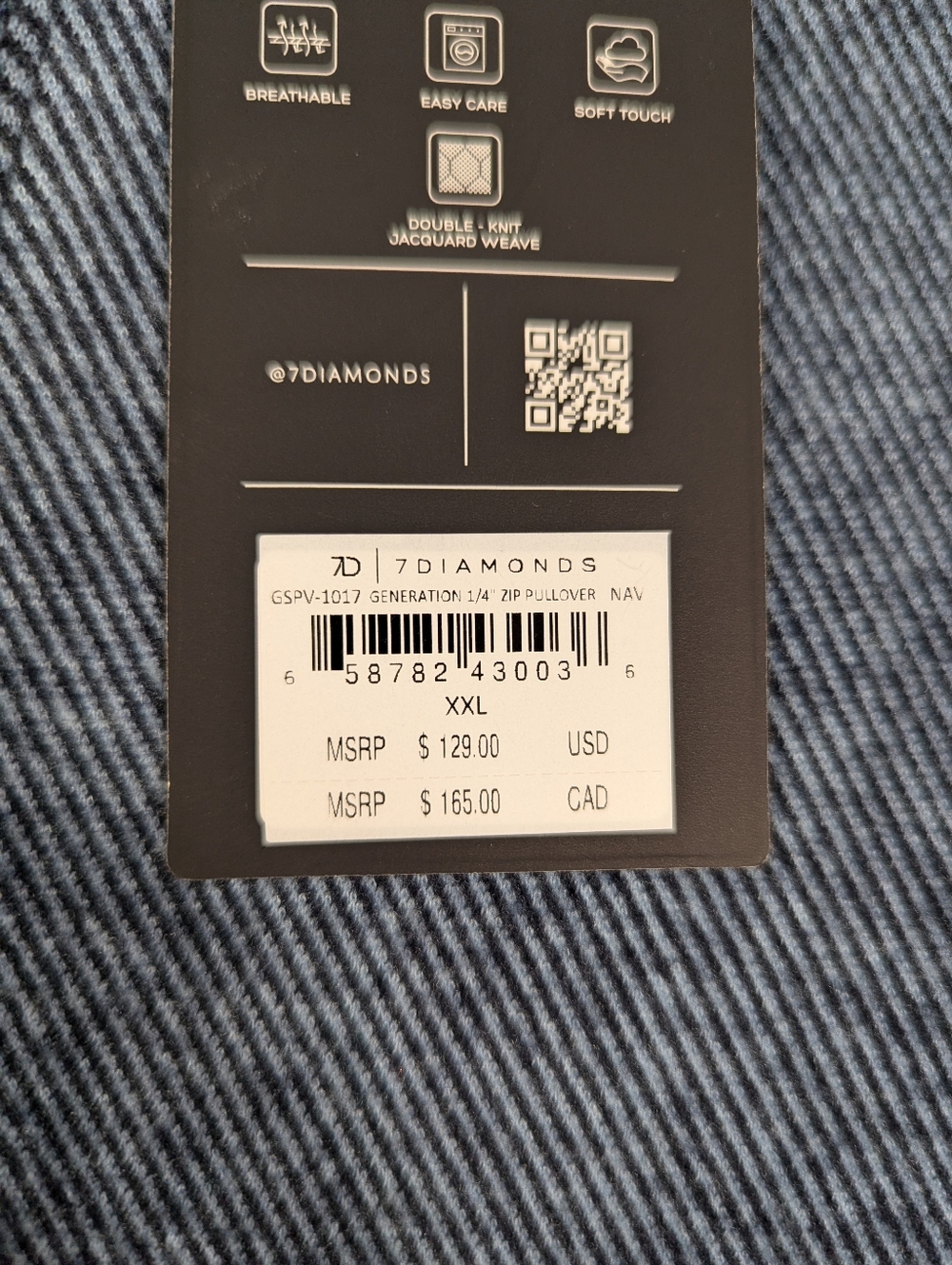 NEW 7 Diamonds Generation 1/4 Zip Pullover Men’s Heathered Navy Size XXL‎ - Picture 5 of 6